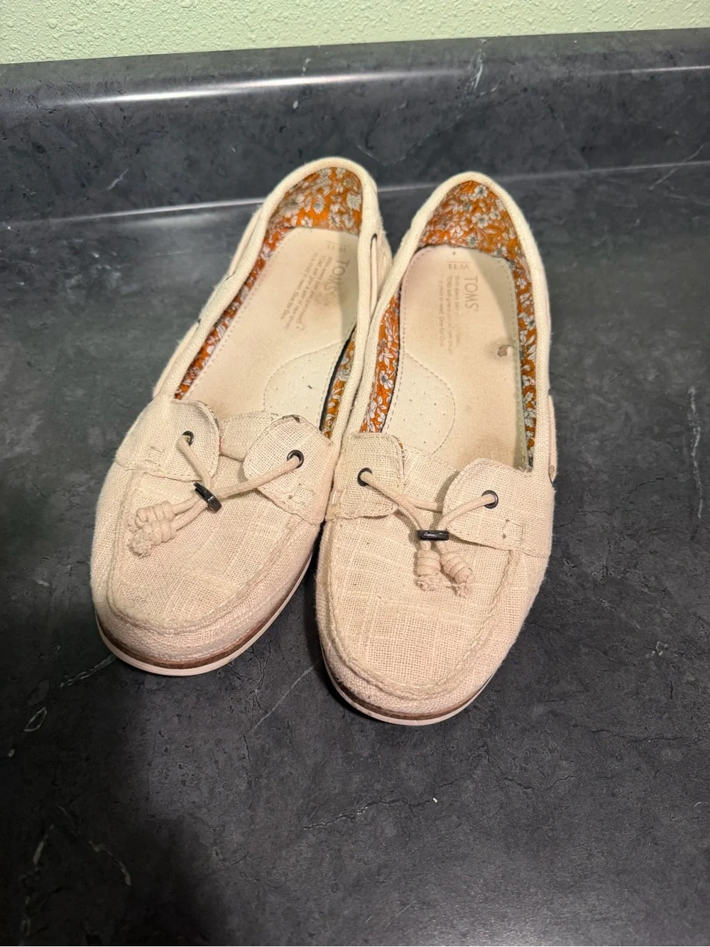 Toms Women's Light Beige Canvas Tassel Loafers